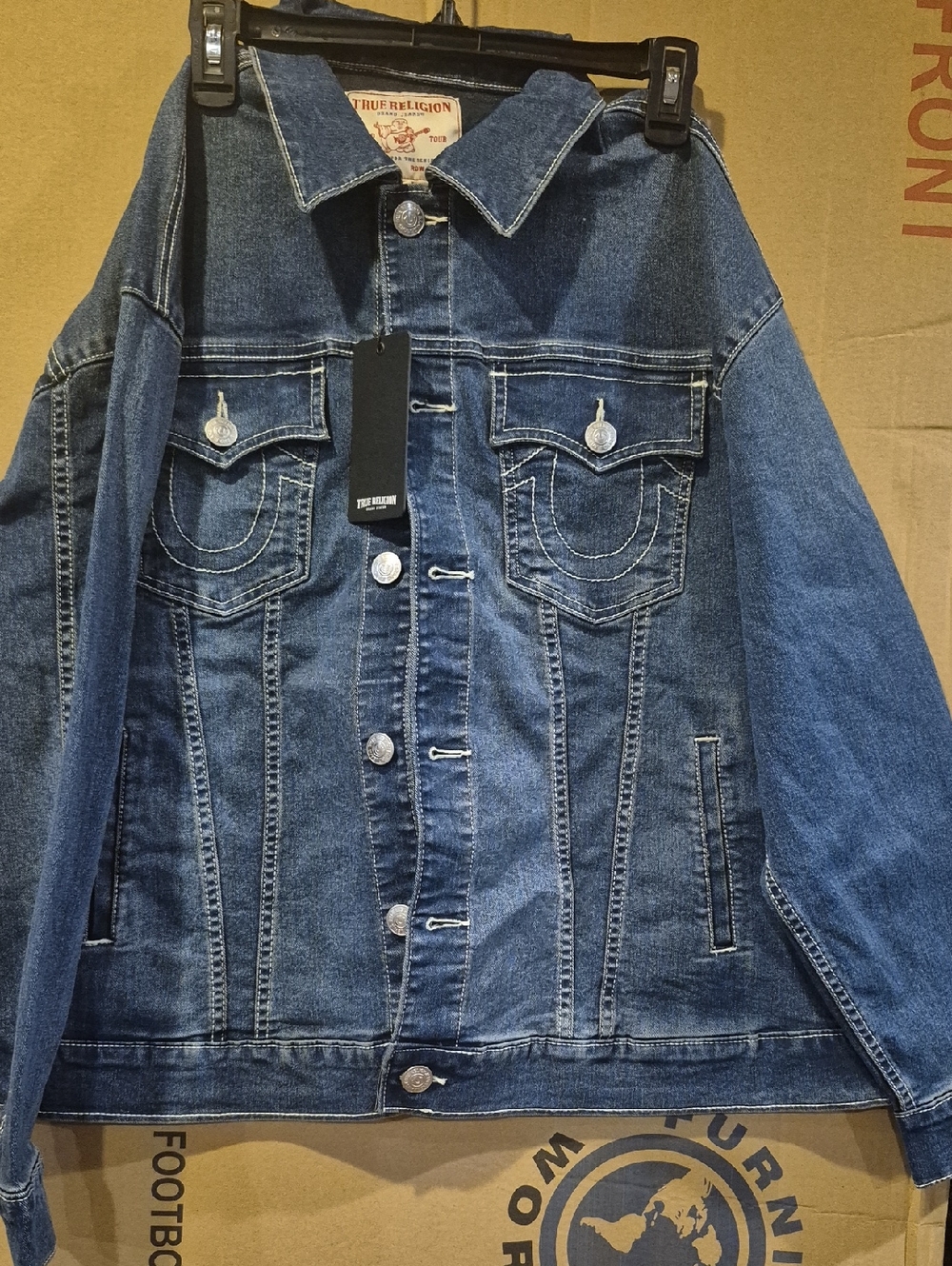 NEW---True Religion Dark Blue Denim Trucker Jacket